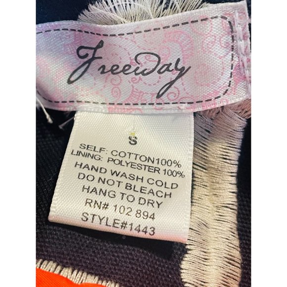 Freeway Floral Embroidered Baby Doll Jacket, Navy With Orange Trim Size Small - Picture 7 of 15